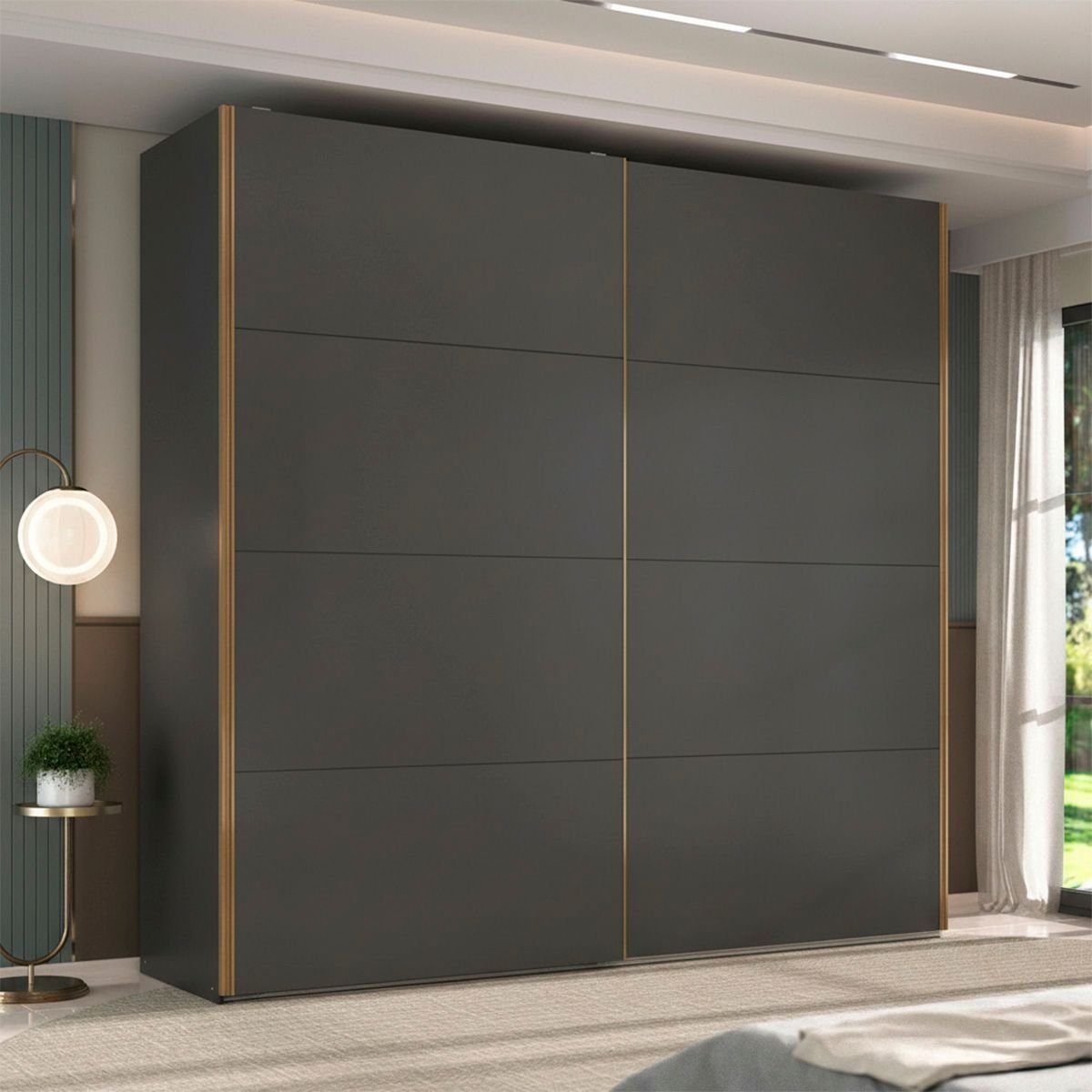 Guarda Roupa Trentino Mdf 242,3x230cm 2 Portas 6 Gavetas Grafitto