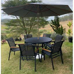 Cadeira Poltrona Cactos Braço Madeira Estrutura Alumínio para Jardim, Varanda, Piscina e Jantar - 6