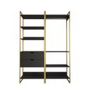 Ver imagem 3 de Closet Industrial Casal Loft 2 Módulos Preto Cabideiro com Gavetas Base Dourada
