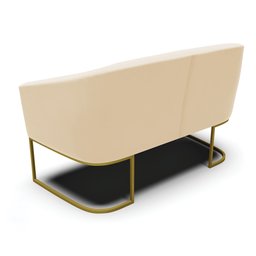 Sofá Namoradeira 2 Lugares Base Industrial Dourado Stella Suede D03 - D'rossi Drossi Bege - 3