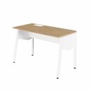 Ver imagem 1 de Plataforma Individual Trabalho Escritório com Caixa de Tomadas 150cm Industrial Macadâmia e Branco