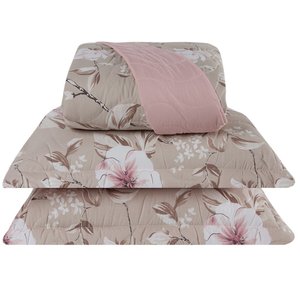 Cobre Leito Queen Colori Dupla Face 200 Fios Estampado 3 Peças - Jardim Bege To Decorando