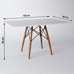 Mesa Eiffel Wood Tampo Retangular De Madeira Branco 120 cm - 2