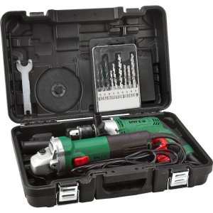 Conjunto Esmerilhadeira de 4.1/2", 750 W e Furadeira de 1/2", 710 W, 127 V~, com Jogo de Brocas e Di