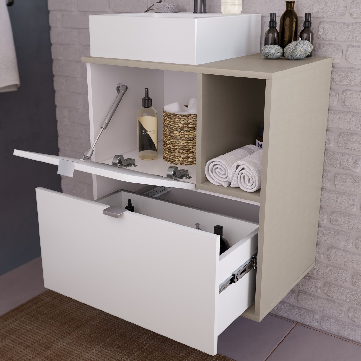 Gabinete Suspenso com Cuba e Espelheira 60cm Nordic  - 2