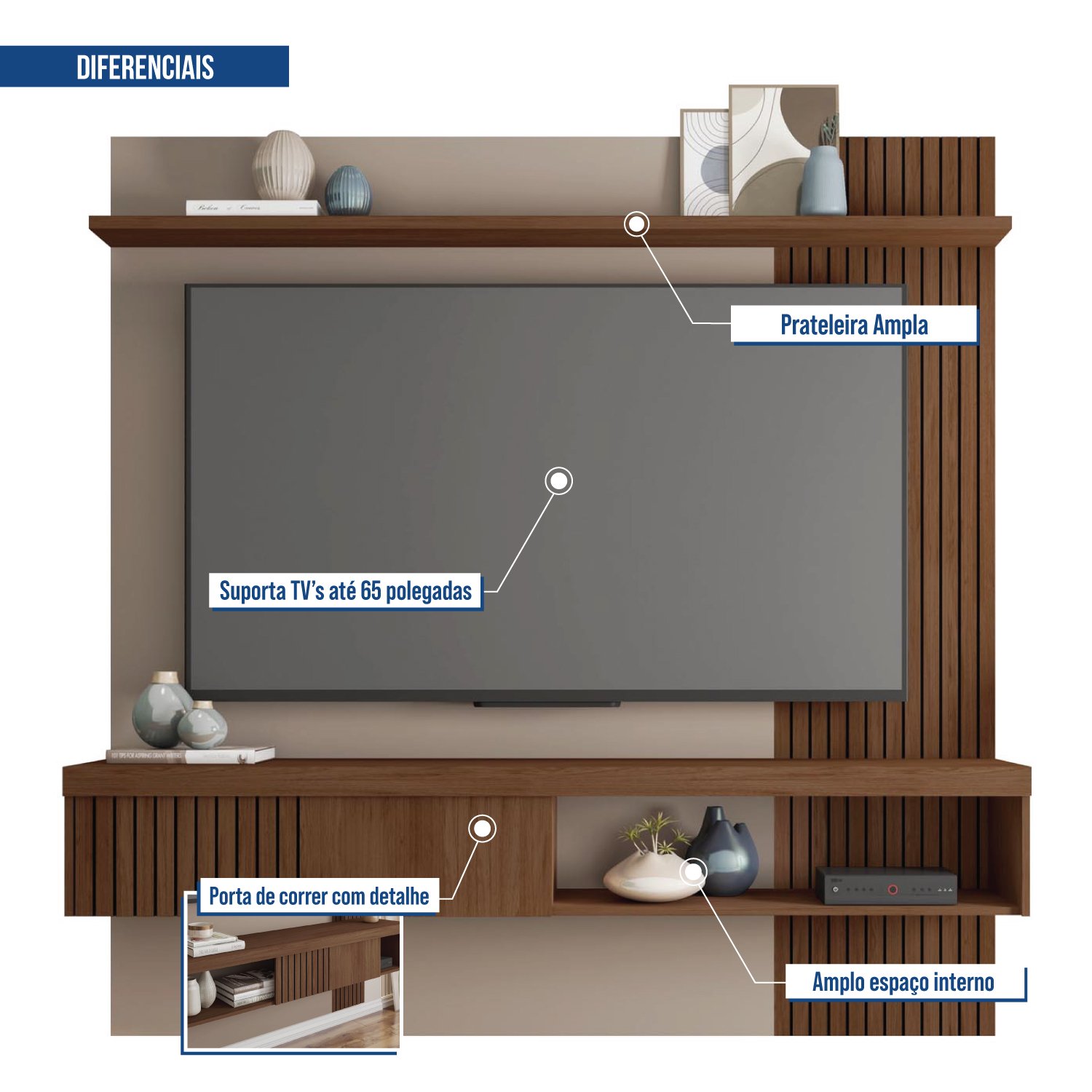 Painel para Tv até 65 Polegadas Safira  - 7