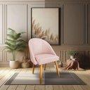 Ver imagem 5 de Cadeira de Jantar Bela Suede Rosa Bebê Pés Palito Castanho