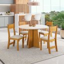 Ver imagem 1 de Conjunto Mesa Redonda 90x90 e 4 Cadeiras Mel/off White Slin Viero