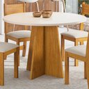Ver imagem 3 de Conjunto Mesa Redonda 90x90 e 4 Cadeiras Mel/off White Slin Viero