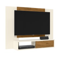 Painel para TV até 50 Polegadas Stella com Nicho - beemóveis - Offwhite/Freijó - 1