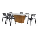 Ver imagem 2 de Conjunto Sala de Jantar Mesa Aida 180cm Mdf com Vidro com 6 Cadeiras Zoe Moderna Mobília
