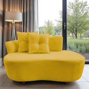 Namoradeira Sofá Feijão Suria Orgânica Couro Amarelo