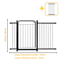 Ver imagem 2 de Grade Proteção Segurança Portão Pet 80cm Preto Bebê Cão com Extensor 2 de 40cm e 1 de 10cm Itagold
