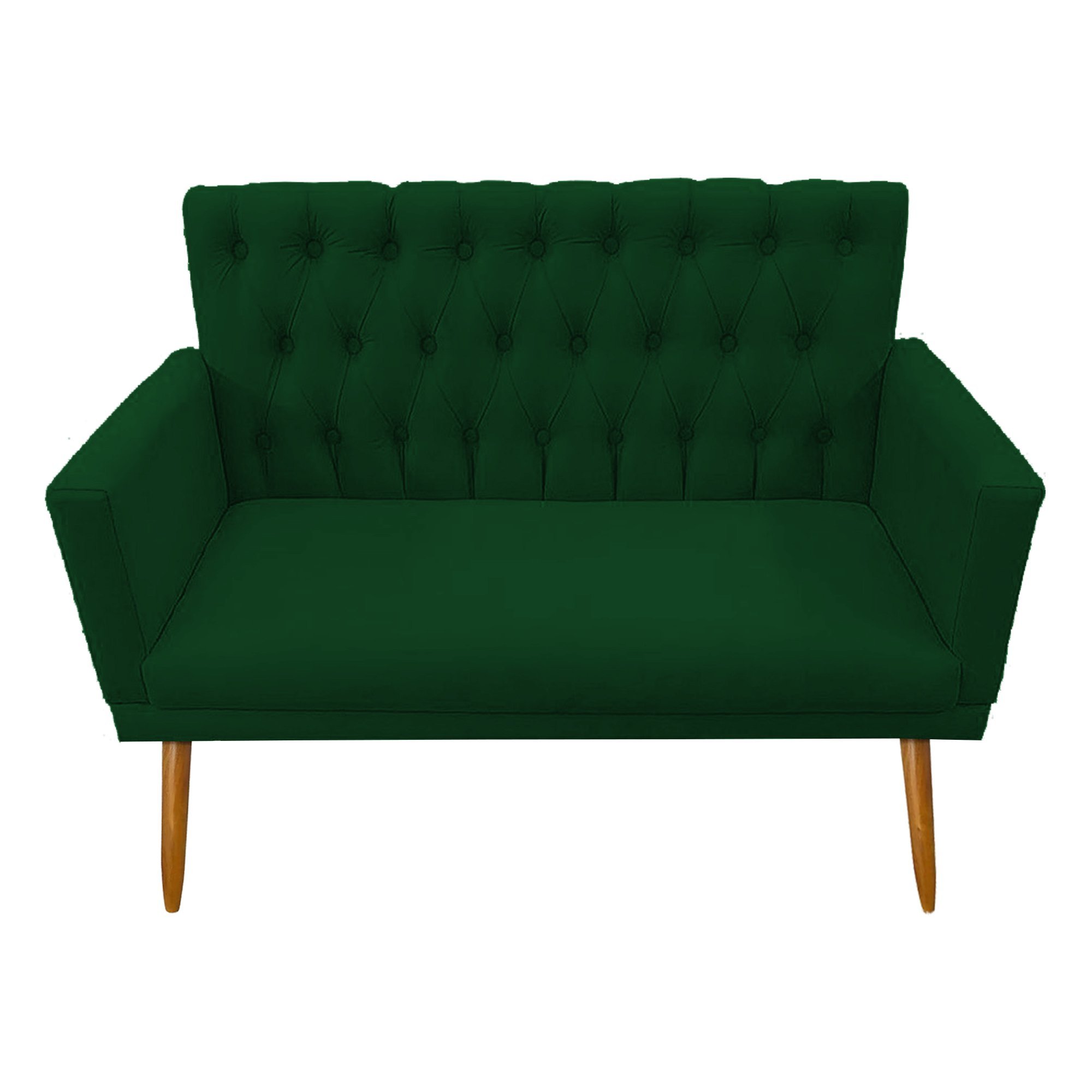 Conjunto 1 Namoradeira 2 Poltronas decorativa capitone com Puff:Verde - 3