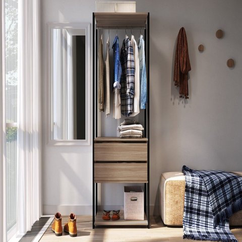 Módulo para Closet com Gavetas e Cabideiro 183x45x60cm Preto/Montana