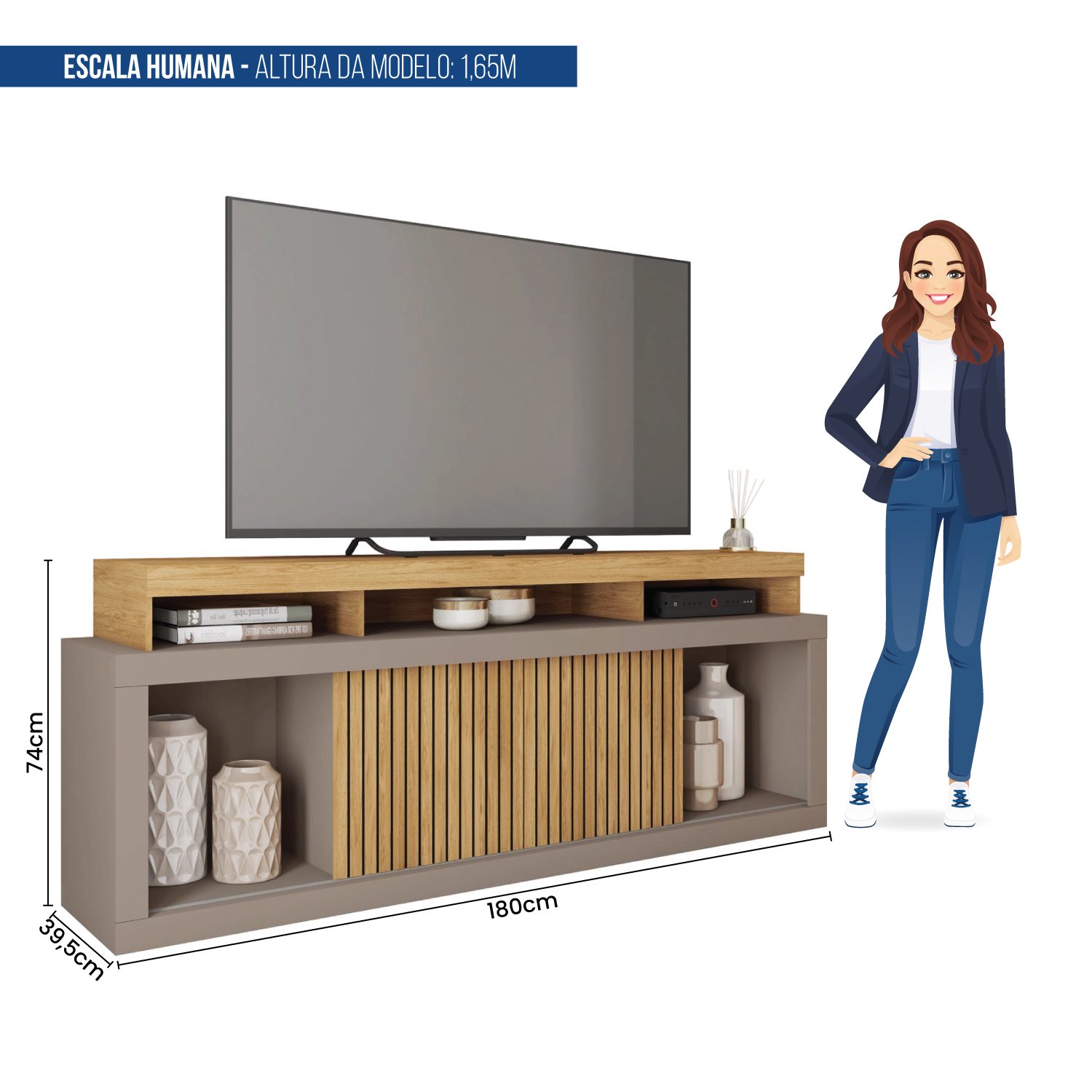 Rack para TV até 75 Polegadas Frisos Decorativos Valença  - 5