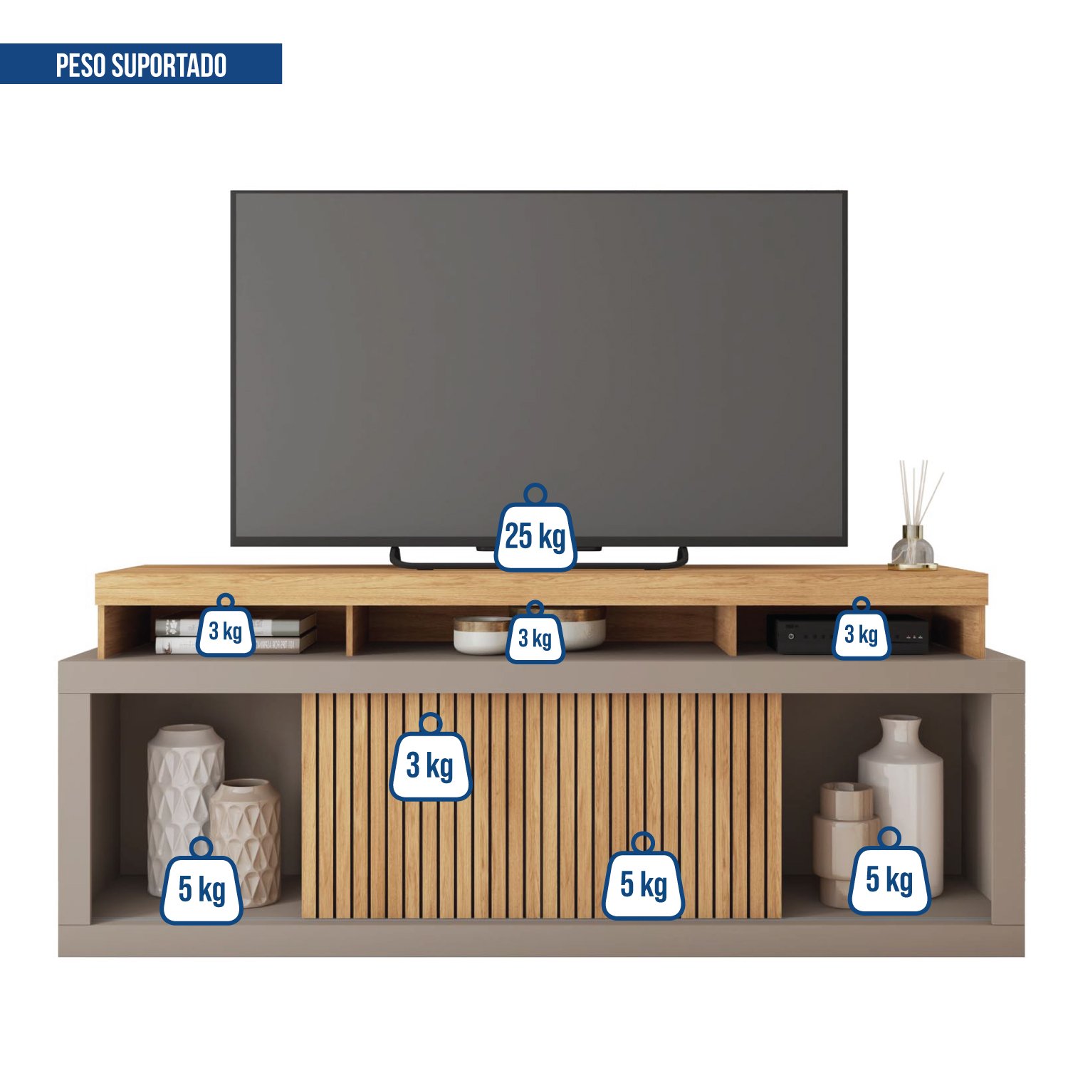 Rack para TV até 75 Polegadas Frisos Decorativos Valença  - 7