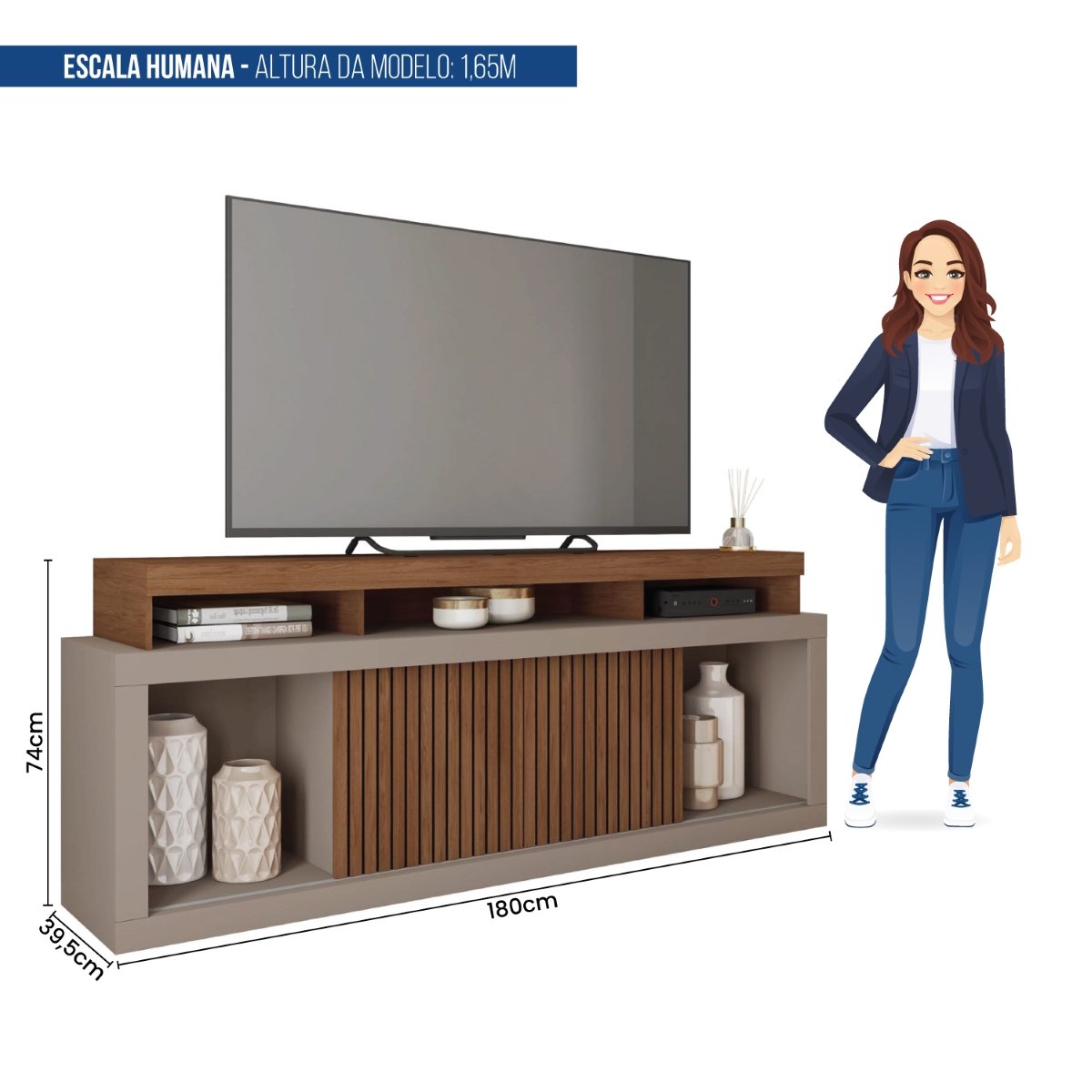 Rack para TV até 75 Polegadas Frisos Decorativos Valença  - 5