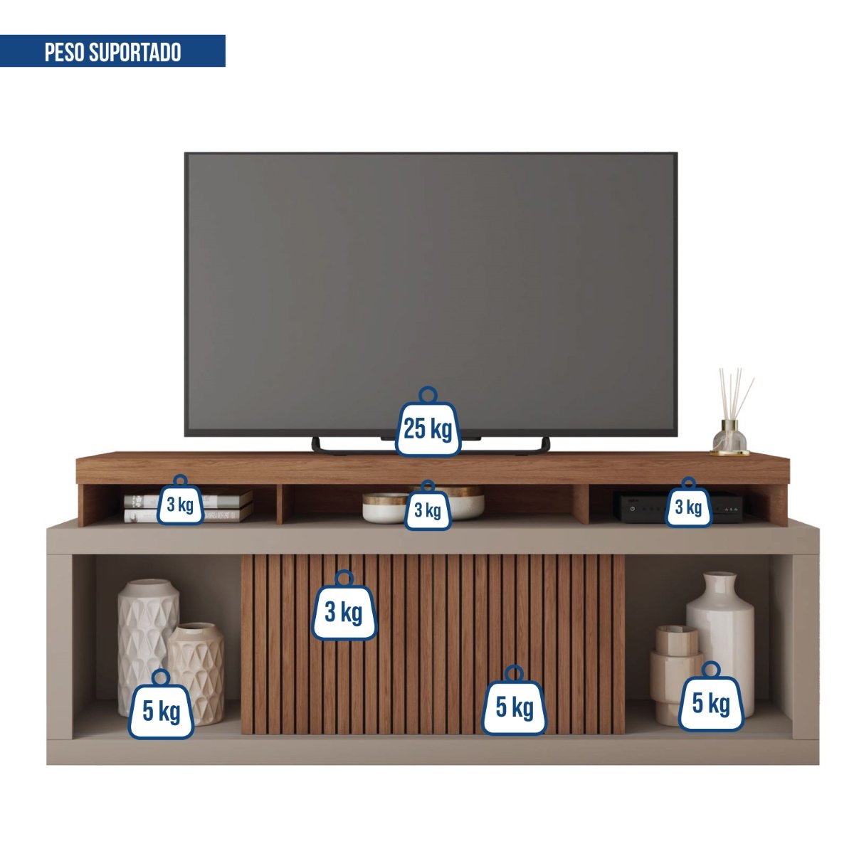 Rack para TV até 75 Polegadas Frisos Decorativos Valença  - 7