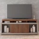 Ver imagem 1 de Rack para TV até 75 Polegadas MDF 180cm Valença Caemmun Marrom