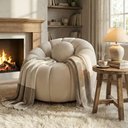 Ver imagem 1 de Poltrona Decorativa Concha c/Almofada Veludo Bege -Vimont Moveis