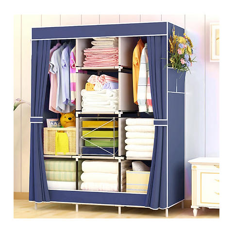 Guarda Roupa Portátil 3 Portas Cor Azul