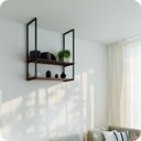 Ver imagem 1 de Nicho Preto Prateleira Suspensa Teto Sala Madeirado 100cm