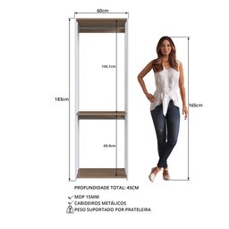 Módulo para Closet com Cabideiro e Prateleira 183x45x57cm  - 4