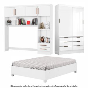 Guarda Roupa Casal Modulado Sevilha 4 e 2 Portas 8 Gavetas com Cama Casal Carioca Móveis