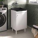 Ver imagem 6 de Balcão de Lavanderia com Tanque + Válvula + Sifão 100% Mdf Cor:pretobranco