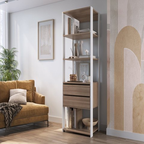 Módulo para Closet com Prateleiras e Gavetas 183x45x60cm Montana Marrom/Branco