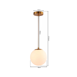 Lustre Pendente Orby Dourado Vidro Bola Opaca Leitosa Moderno Luxo Sala Cabeceira Escritório Inl99 - 2
