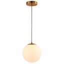 Ver imagem 1 de Lustre Pendente Orby Dourado Vidro Bola Opaca Leitosa Moderno Luxo Sala Cabeceira Escritório Inl99