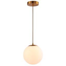 Lustre Pendente Orby Dourado Vidro Bola Opaca Leitosa Moderno Luxo Sala Cabeceira Escritório Inl99 - 1