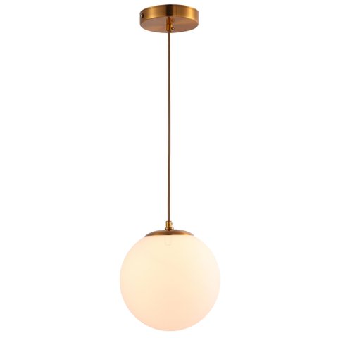 Lustre Pendente Orby Dourado Vidro Bola Opaca Leitosa Moderno Luxo Sala Cabeceira Escritório Inl99
