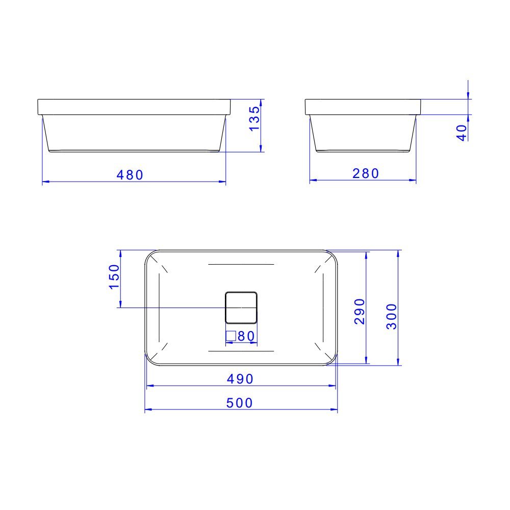 Cuba de Sobrepor Deca Slim 50x30 L.23050.85 Retangular Soft Antracite - 4