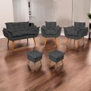 Ver imagem 1 de Kit Namoradeira 2 Poltronas e 2 Puffs para Sala Manicure Consultório Alice Suede