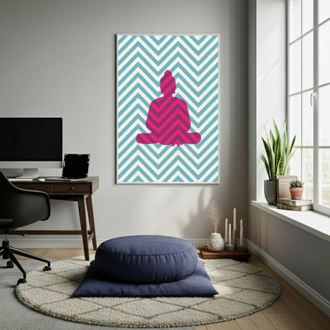 Quadro Decorativo Buda Estampado 70x50cm Mold Preta