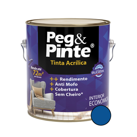 Tinta Acrílica Interna Peg E Pinte 3,6l Eucatex Azul Profundo