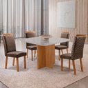 Ver imagem 7 de Mesa de Jantar Olimpia 90cm Tampo MDF Vidro Canto Copo com 4 Cadeiras Lorena