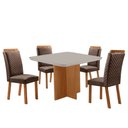 Ver imagem 1 de Mesa de Jantar Olimpia 90cm Tampo MDF Vidro Canto Copo com 4 Cadeiras Lorena