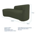 Ver imagem 3 de Recamier Curvo Orgânico 140cm 2 Lugares Lado Esquerdo para Sala de Estar Linho Paris Verde