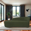 Ver imagem 1 de Recamier Curvo Orgânico 140cm 2 Lugares Lado Esquerdo para Sala de Estar Linho Paris Verde