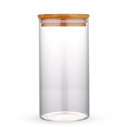 Pote Hermético Tampa de Bambu para Alimentos Condimentos Temperos Grande 1,1l