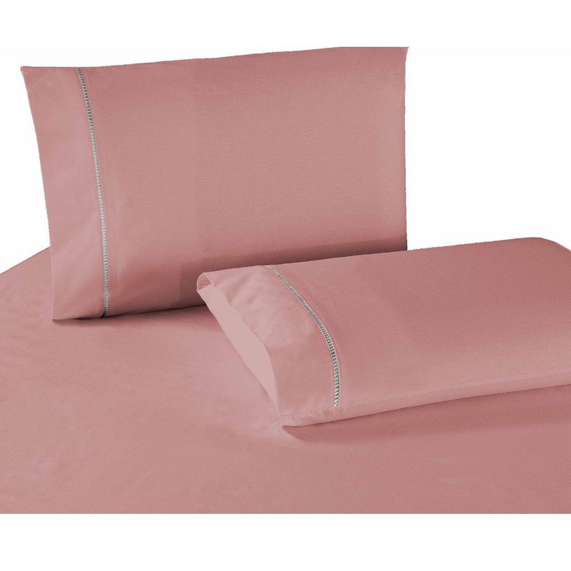 Roupa Cama Casal Classic 400 Fios Ponto Palito 4 Peças Rosê - 1