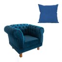 Ver imagem 1 de Uma Poltrona Chesterfield Duque + Uma Almofada Suede Azul Marinho sala de estar/Recepção