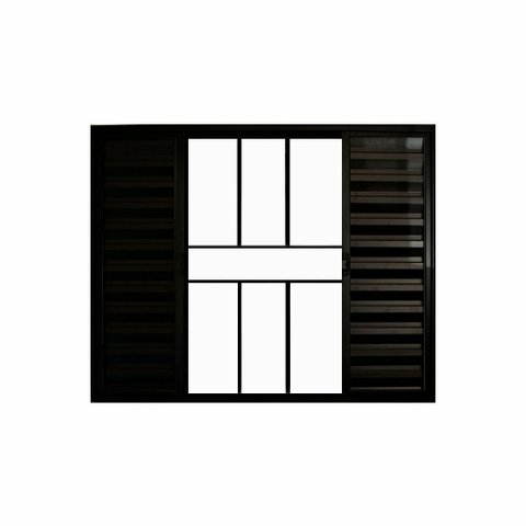 Veneziana de Correr  6 Folhas C/Grade Aluminio Preto 1.00 X 1.50 Linha Modular - Hale