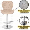 Ver imagem 3 de Kit 06 Banquetas Slim Estofada Giratória com Regulagem de Altura - Nude