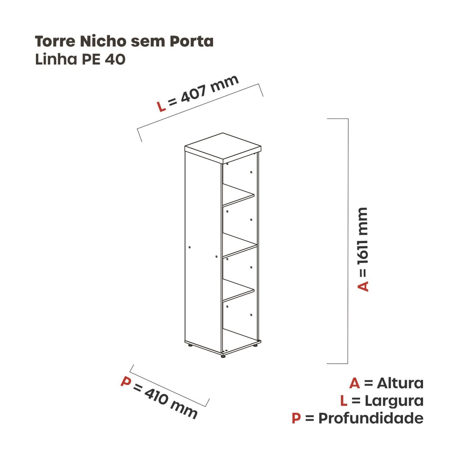 Armário Para Escritório Aberto 3 Prateleiras Pe40  - 3