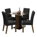 Ver imagem 2 de Conjunto Sala de Jantar Mesa Tampo de Vidro 4 Cadeiras Rustic/preto/oxford Noemi Madesa